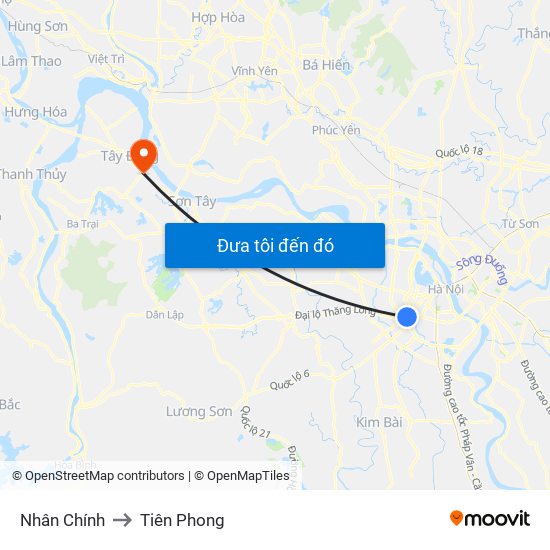 Nhân Chính to Tiên Phong map