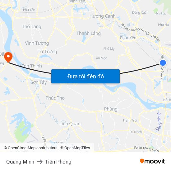 Quang Minh to Tiên Phong map