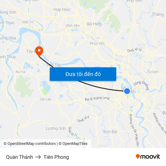 Quán Thánh to Tiên Phong map