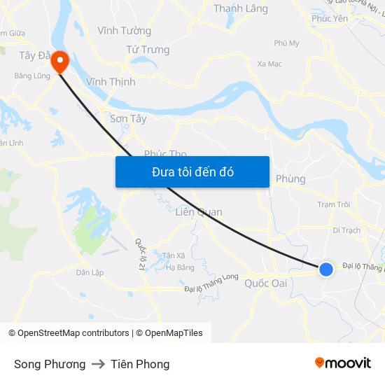 Song Phương to Tiên Phong map