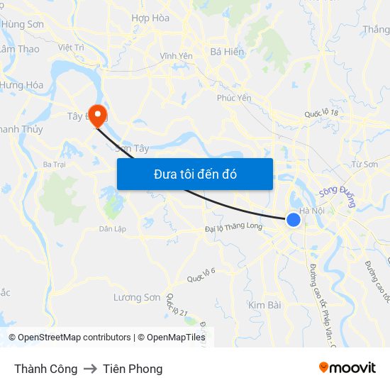 Thành Công to Tiên Phong map