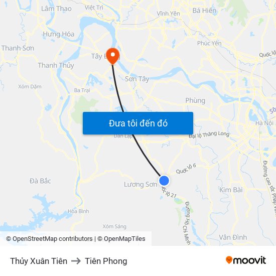 Thủy Xuân Tiên to Tiên Phong map