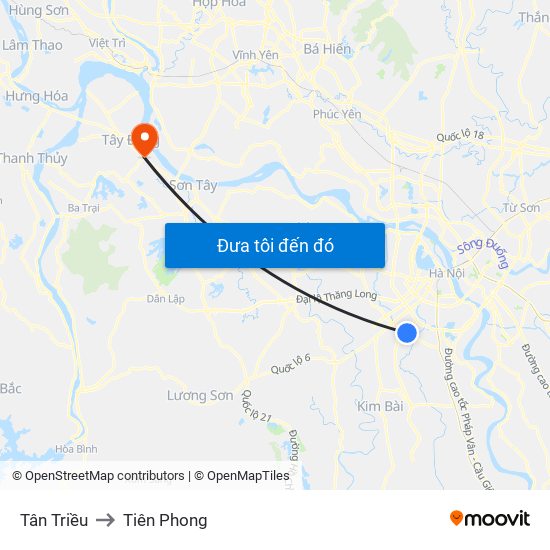 Tân Triều to Tiên Phong map