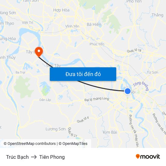 Trúc Bạch to Tiên Phong map