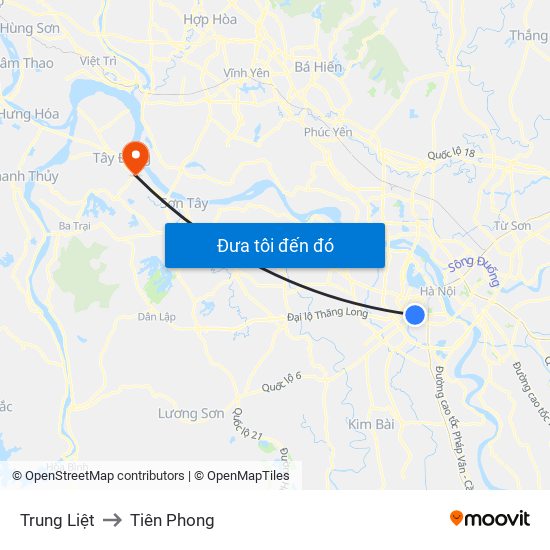 Trung Liệt to Tiên Phong map