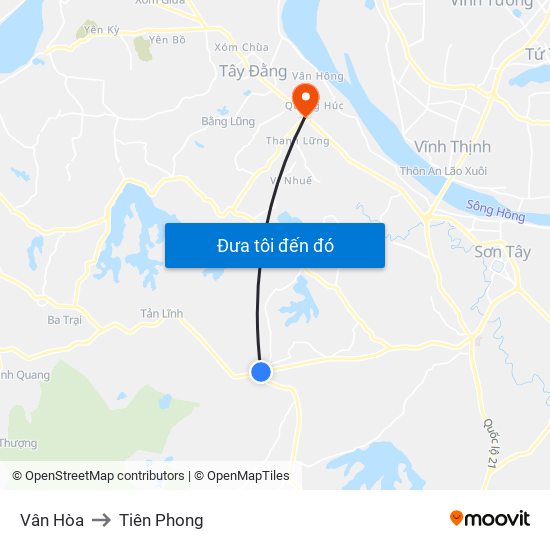Vân Hòa to Tiên Phong map