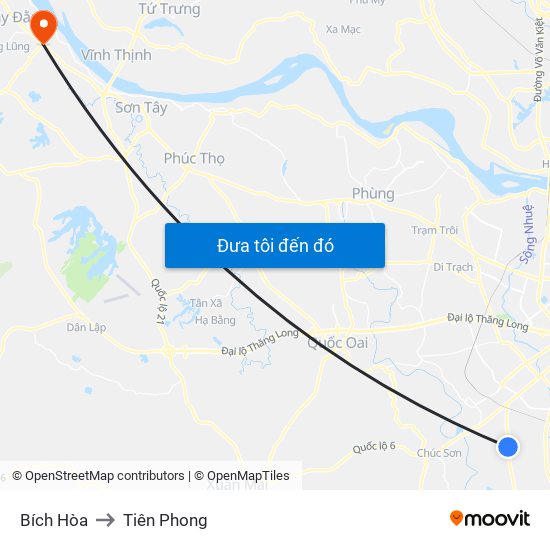 Bích Hòa to Tiên Phong map