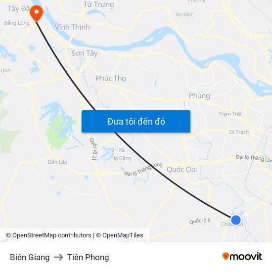 Biên Giang to Tiên Phong map