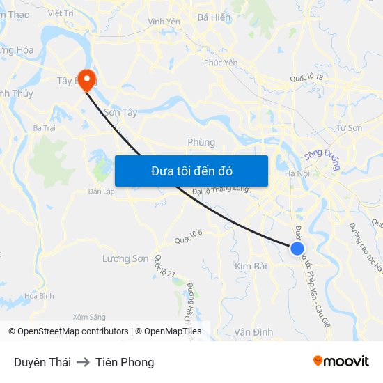 Duyên Thái to Tiên Phong map