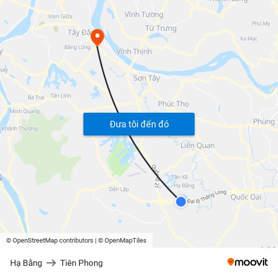 Hạ Bằng to Tiên Phong map