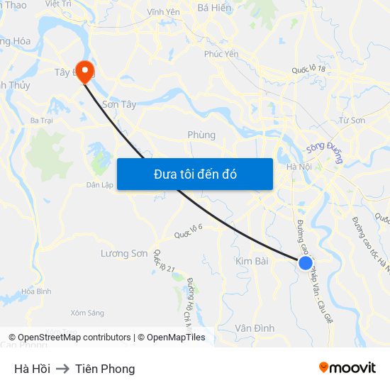 Hà Hồi to Tiên Phong map