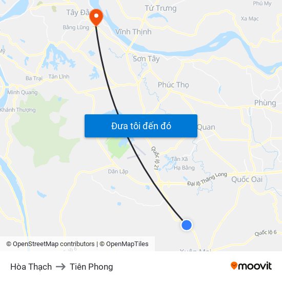 Hòa Thạch to Tiên Phong map