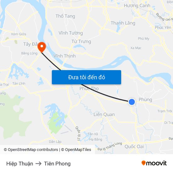 Hiệp Thuận to Tiên Phong map