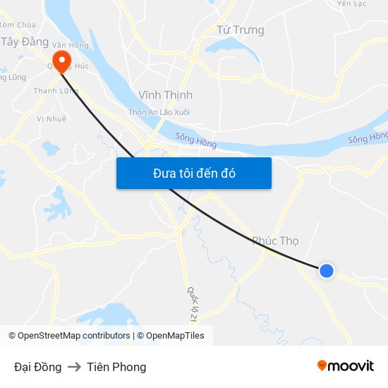 Đại Đồng to Tiên Phong map