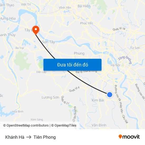 Khánh Hà to Tiên Phong map