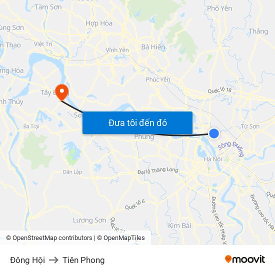 Đông Hội to Tiên Phong map