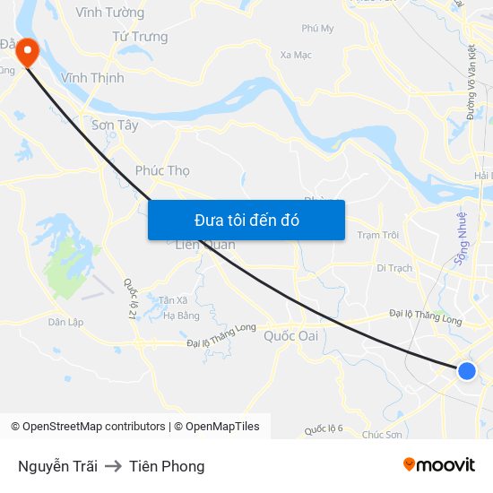 Nguyễn Trãi to Tiên Phong map