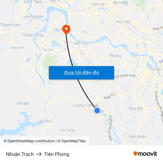 Nhuận Trạch to Tiên Phong map