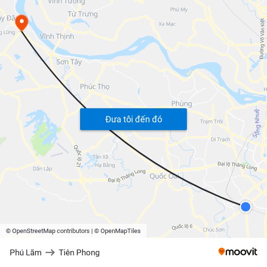 Phú Lãm to Tiên Phong map