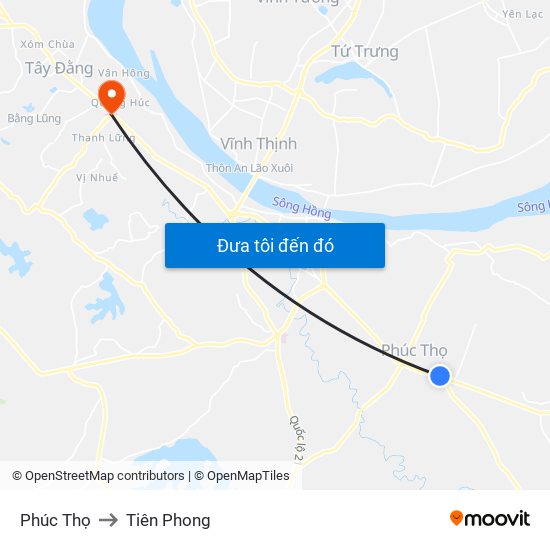Phúc Thọ to Tiên Phong map