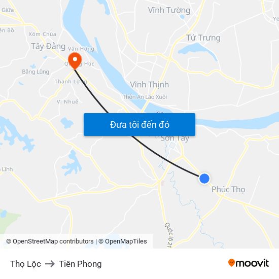 Thọ Lộc to Tiên Phong map