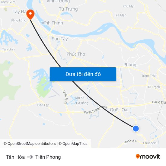 Tân Hòa to Tiên Phong map