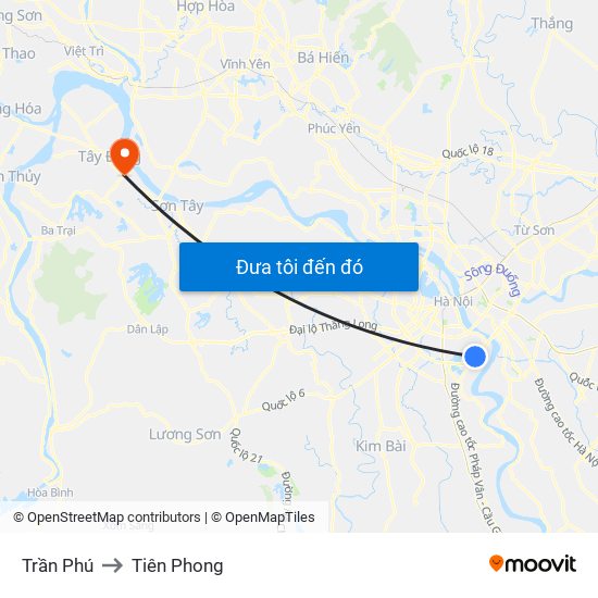 Trần Phú to Tiên Phong map