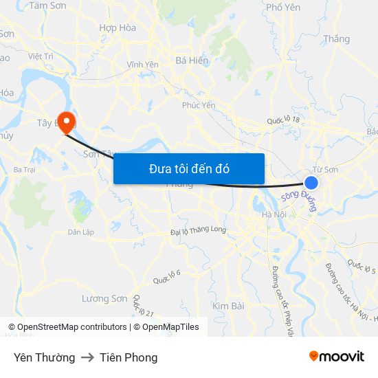 Yên Thường to Tiên Phong map