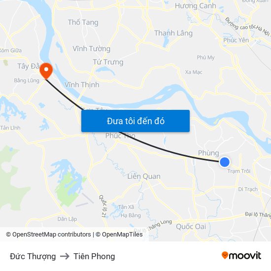 Đức Thượng to Tiên Phong map