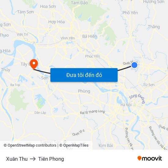 Xuân Thu to Tiên Phong map