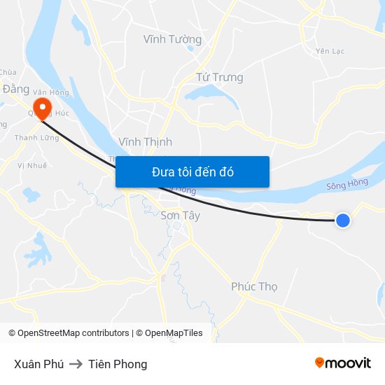 Xuân Phú to Tiên Phong map