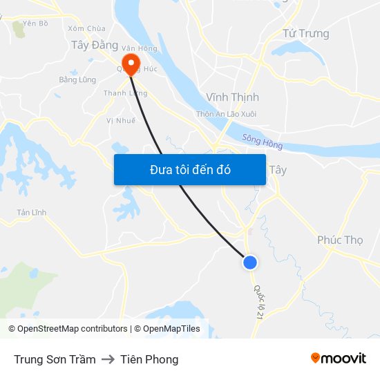 Trung Sơn Trầm to Tiên Phong map