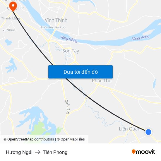 Hương Ngải to Tiên Phong map
