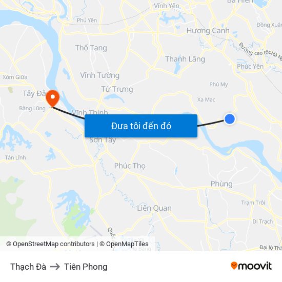 Thạch Đà to Tiên Phong map