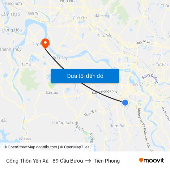 Cổng Thôn Yên Xá - 89 Cầu Bươu to Tiên Phong map