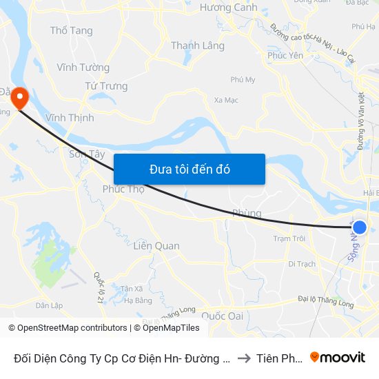 Đối Diện Công Ty Cp Cơ Điện Hn- Đường Đức Thắng to Tiên Phong map