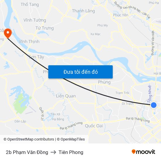 2b Phạm Văn Đồng to Tiên Phong map