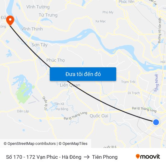 Số 170 - 172 Vạn Phúc - Hà Đông to Tiên Phong map