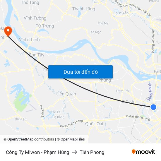 Công Ty Miwon - Phạm Hùng to Tiên Phong map