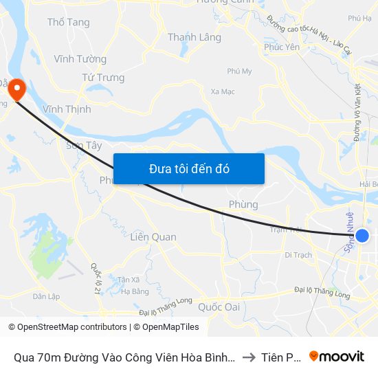 Qua 70m Đường Vào Công Viên Hòa Bình - Phạm Văn Đồng to Tiên Phong map