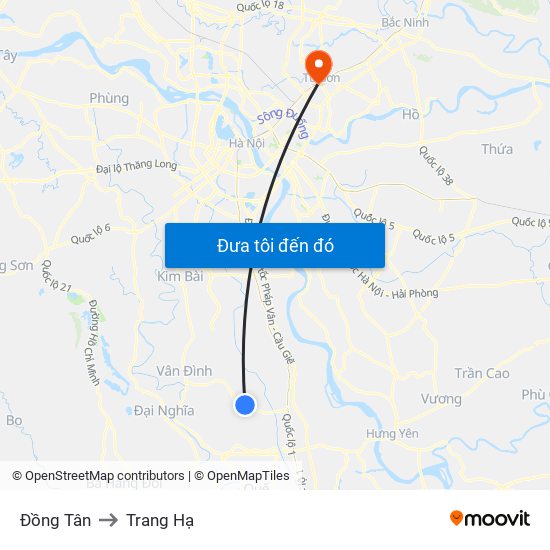 Đồng Tân to Trang Hạ map