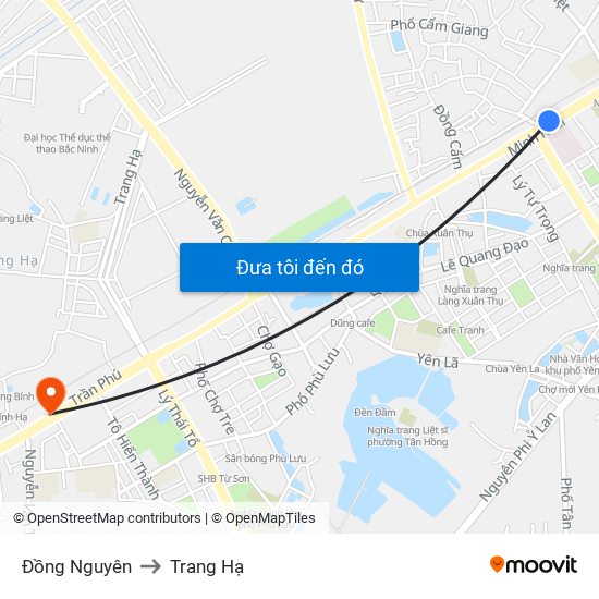 Đồng Nguyên to Trang Hạ map