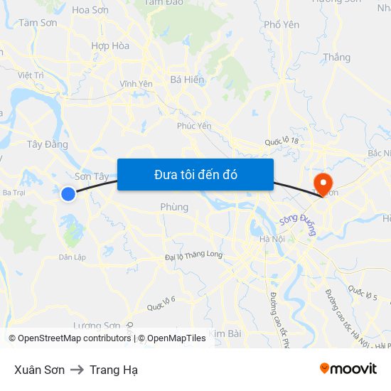 Xuân Sơn to Trang Hạ map