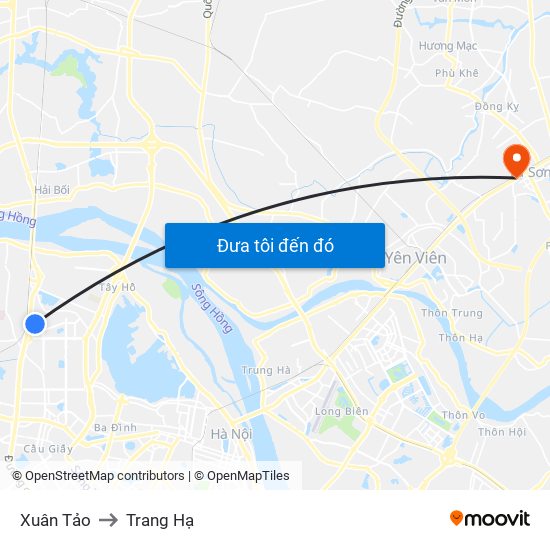 Xuân Tảo to Trang Hạ map