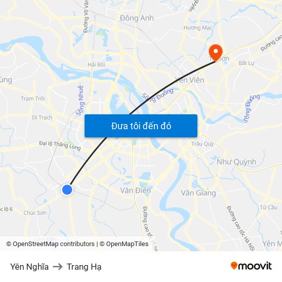 Yên Nghĩa to Trang Hạ map