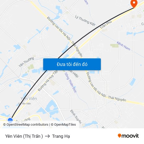 Yên Viên (Thị Trấn ) to Trang Hạ map