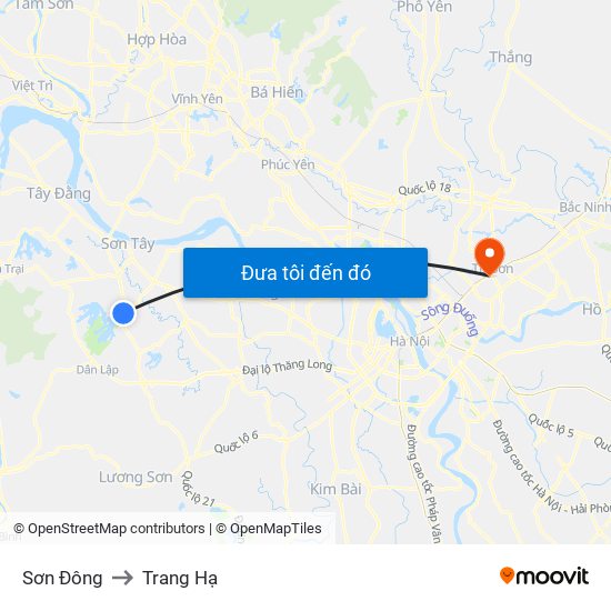 Sơn Đông to Trang Hạ map
