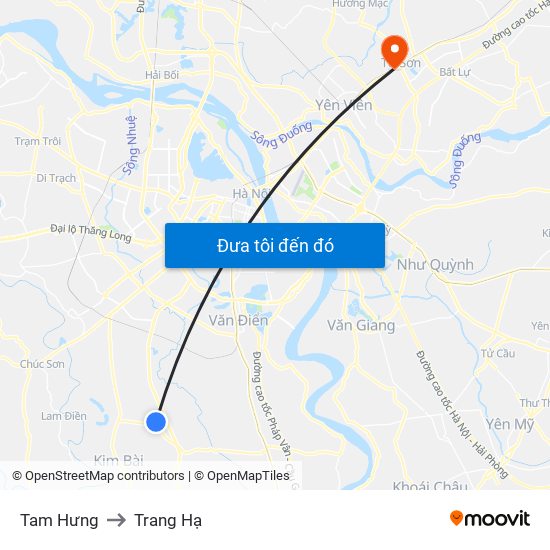 Tam Hưng to Trang Hạ map