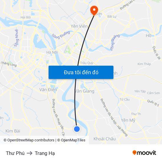 Thư Phú to Trang Hạ map