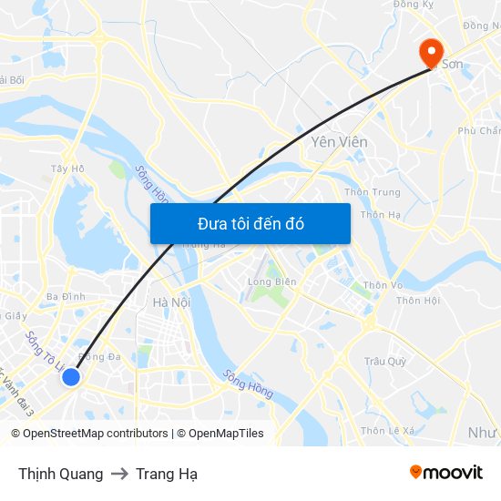 Thịnh Quang to Trang Hạ map